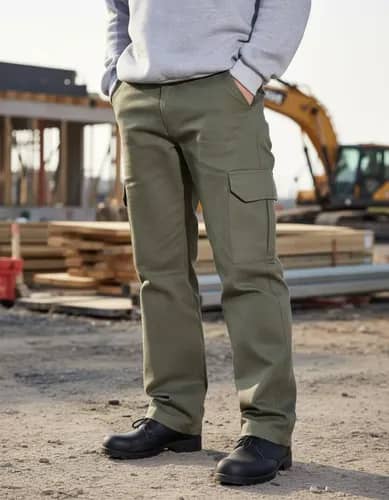 Pantalon Cargo Gabardina Trabajo Uniforme Bolsillos Reforzad